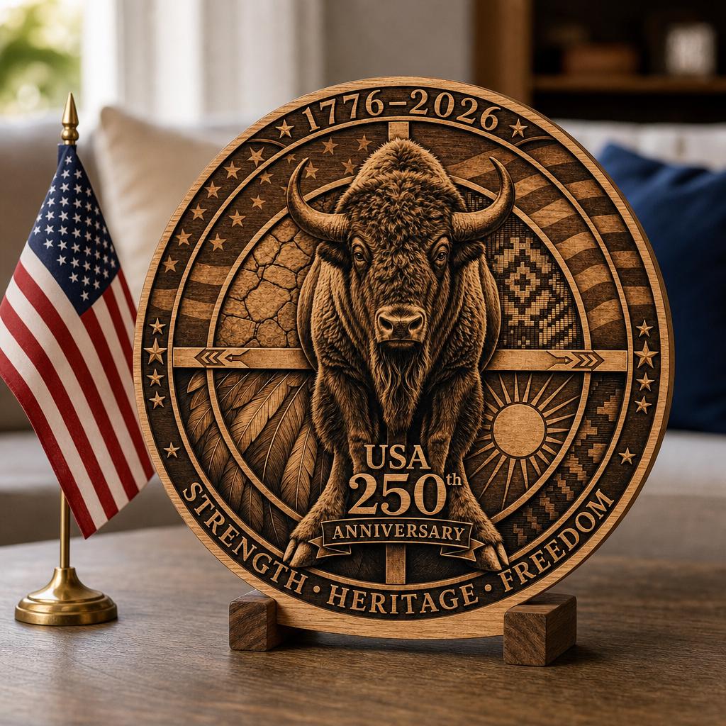 Native American Bison Laser Engraving Design, 3D Ancestral Spirit Wood Plaque