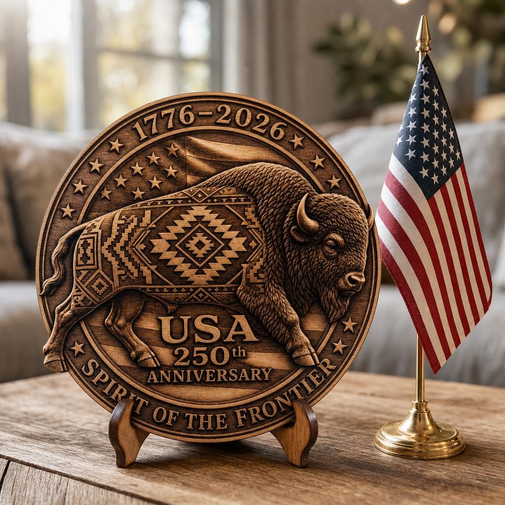 Native American Bison Laser Engraving Design, 3D Ancestral Spirit Wood Plaque