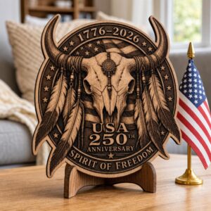Native American Bison Laser Engraving Design, 3D Ancestral Spirit Wood Plaque