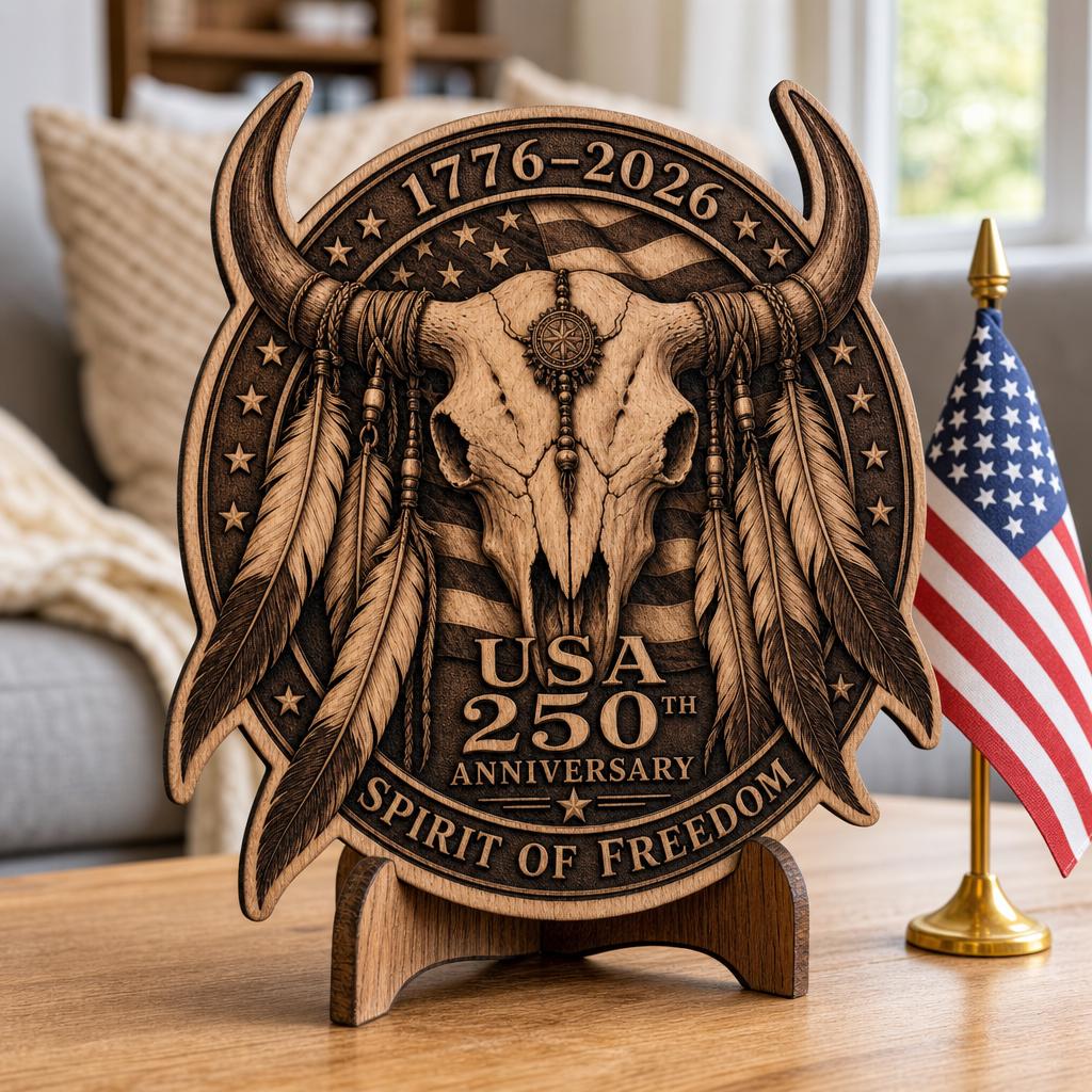 Native American Bison Laser Engraving Design, 3D Ancestral Spirit Wood Plaque