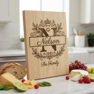 Ornate Monogram Letters, Custom Family Name Laser Designs for Chopping Boards