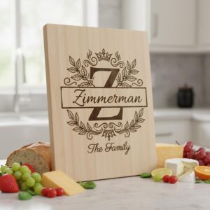 Ornate Monogram Letters, Custom Family Name Laser Designs for Chopping Boards