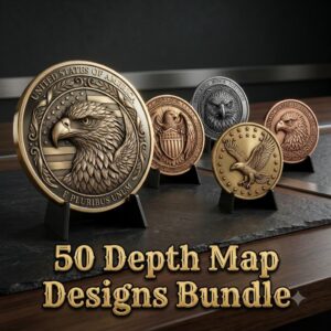 Patriotic Eagle 3D Depth Map, Laser Engraving File for High Relief Coins