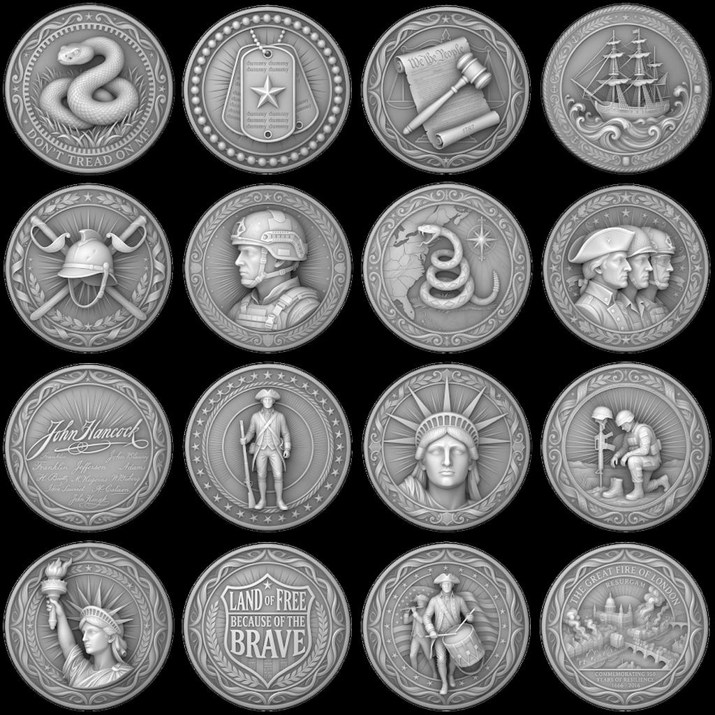 Patriotic Eagle 3D Depth Map, Laser Engraving File for High Relief Coins