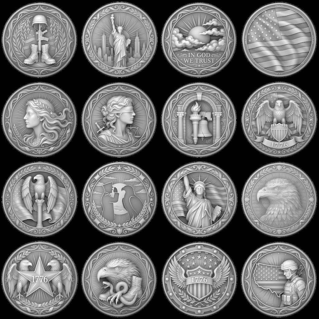 Patriotic Eagle 3D Depth Map, Laser Engraving File for High Relief Coins