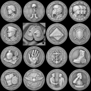 Patriotic Eagle Depth Map, High Relief Laser Coin Engraving PNG Bundle
