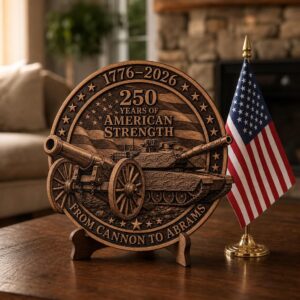 Patriotic Soldier 3D Illusion Laser Engraving PNG, 250th Anniversary Wood Sign