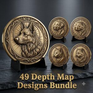 Pet Memorial Coin Laser Depth Map, High Relief Celtic Medallion File