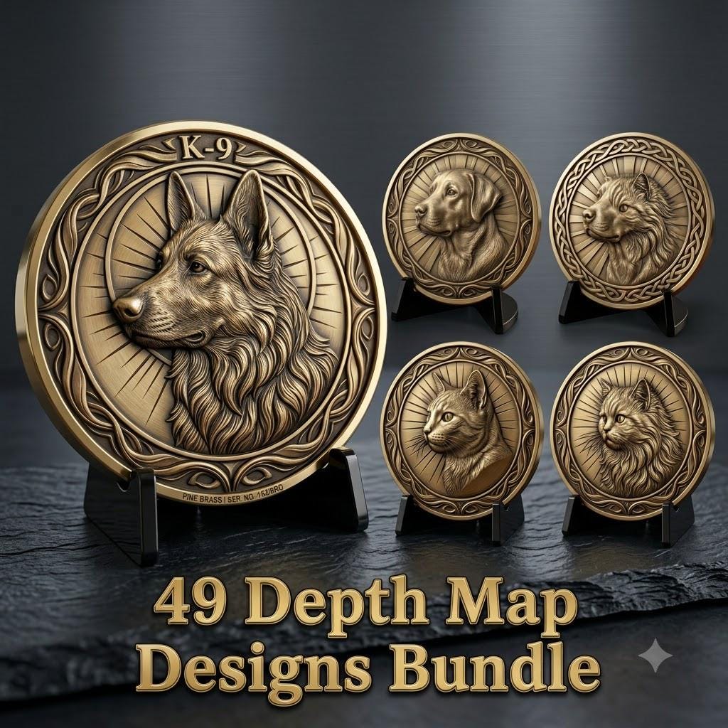 Pet Memorial Coin Laser Depth Map, High Relief Celtic Medallion File