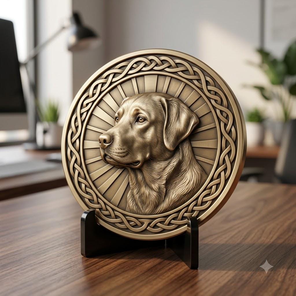 Pet Memorial Coin Laser Depth Map, High Relief Celtic Medallion File