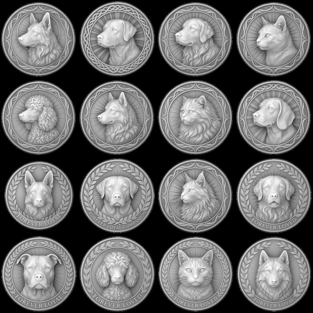 Pet Memorial Coin Laser Depth Map, High Relief Celtic Medallion File