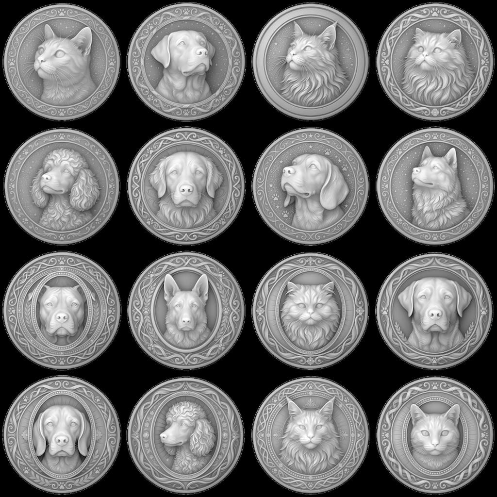 Pet Memorial Coin Laser Depth Map, High Relief Celtic Medallion File