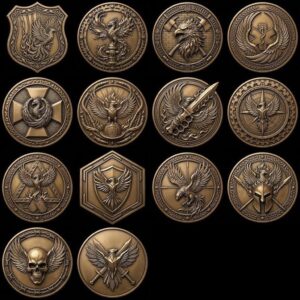 Phoenix Challenge Coin Depth Map, 3D Military Relief for Laser Engraving