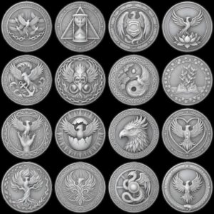Phoenix Challenge Coin Depth Map, 3D Military Relief for Laser Engraving