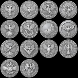 Phoenix Challenge Coin Depth Map, 3D Military Relief for Laser Engraving