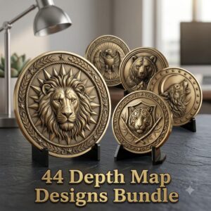 Predator Challenge Coin Laser Relief Bundle, Wild Animal Engraving Depth Map