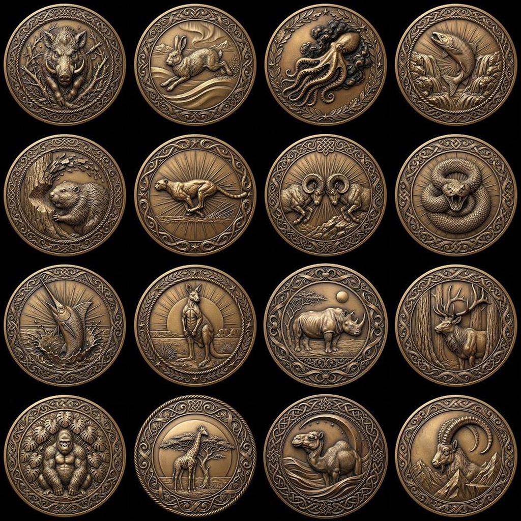 Predator Challenge Coin Laser Relief Bundle, Wild Animal Engraving Depth Map