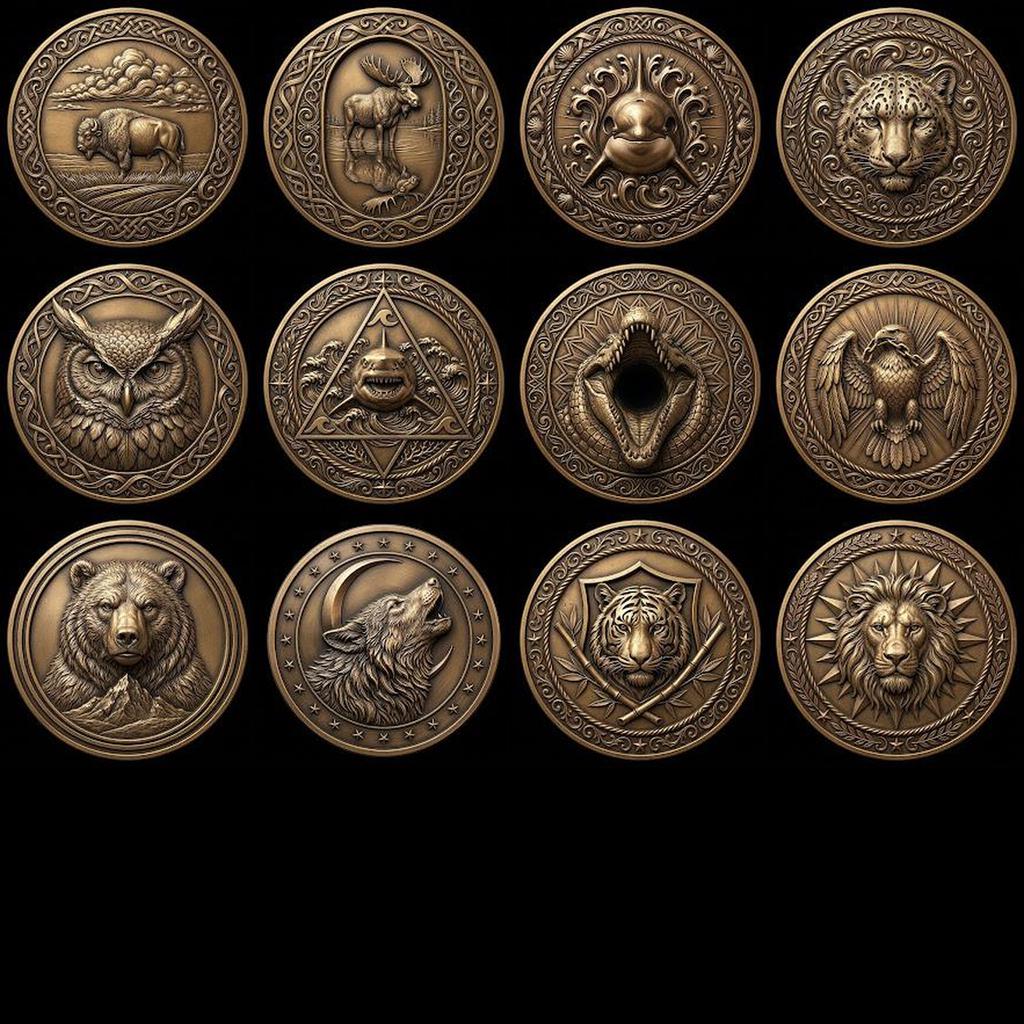 Predator Challenge Coin Laser Relief Bundle, Wild Animal Engraving Depth Map