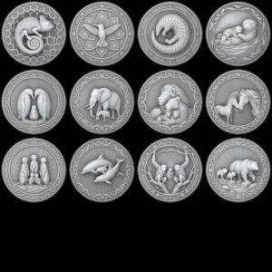 Predator Challenge Coin Laser Relief Bundle, Wild Animal Engraving Depth Map