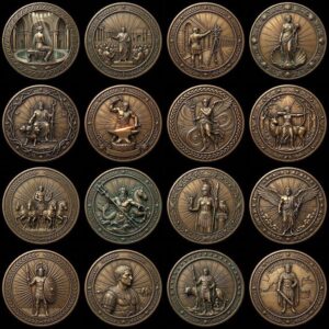 Roman Coin Laser Depth Map, Ancient Emperor Relief PNG Bundle for Engraving