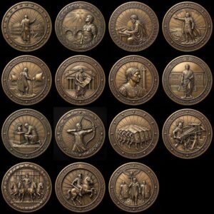Roman Coin Laser Depth Map, Ancient Emperor Relief PNG Bundle for Engraving