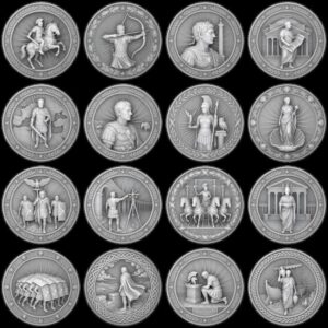 Roman Coin Laser Depth Map, Ancient Emperor Relief PNG Bundle for Engraving
