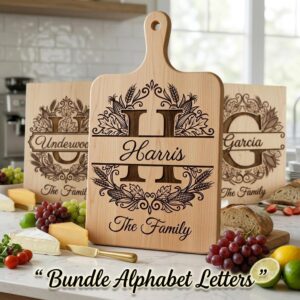 Rustic Harvest Monogram for Laser Engraving, Custom Family Name Board