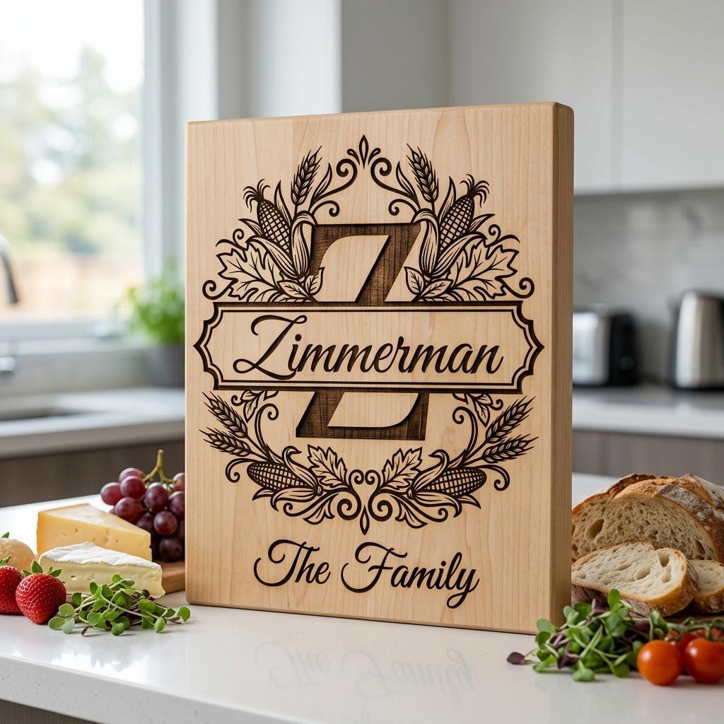 Rustic Harvest Monogram for Laser Engraving, Custom Family Name Board