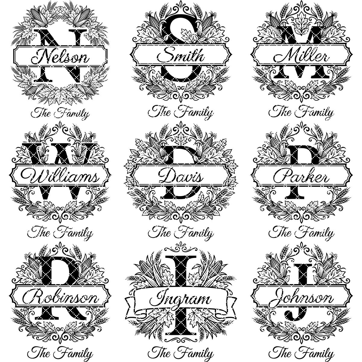 Rustic Harvest Monogram for Laser Engraving, Custom Family Name Board