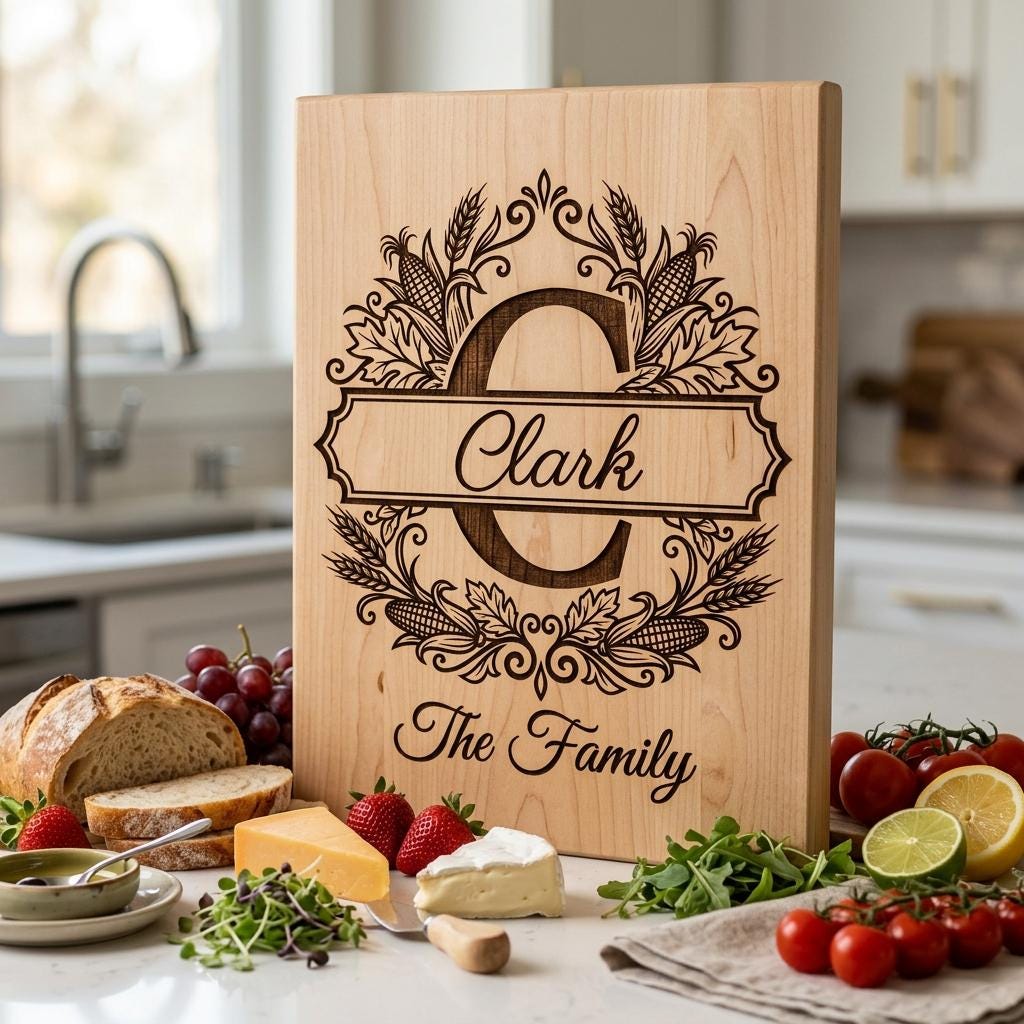 Rustic Harvest Monogram for Laser Engraving, Custom Family Name Board