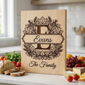 Rustic Harvest Monogram for Laser Engraving, Custom Family Name Board