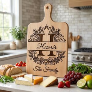 Rustic Harvest Monogram for Laser Engraving, Custom Family Name Board