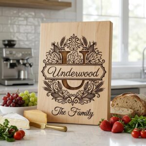 Rustic Harvest Monogram for Laser Engraving, Custom Family Name Board