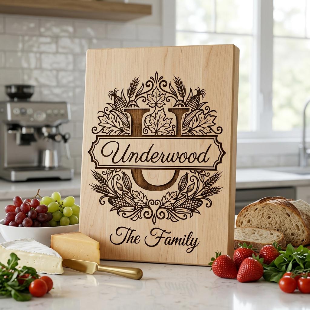 Rustic Harvest Monogram for Laser Engraving, Custom Family Name Board