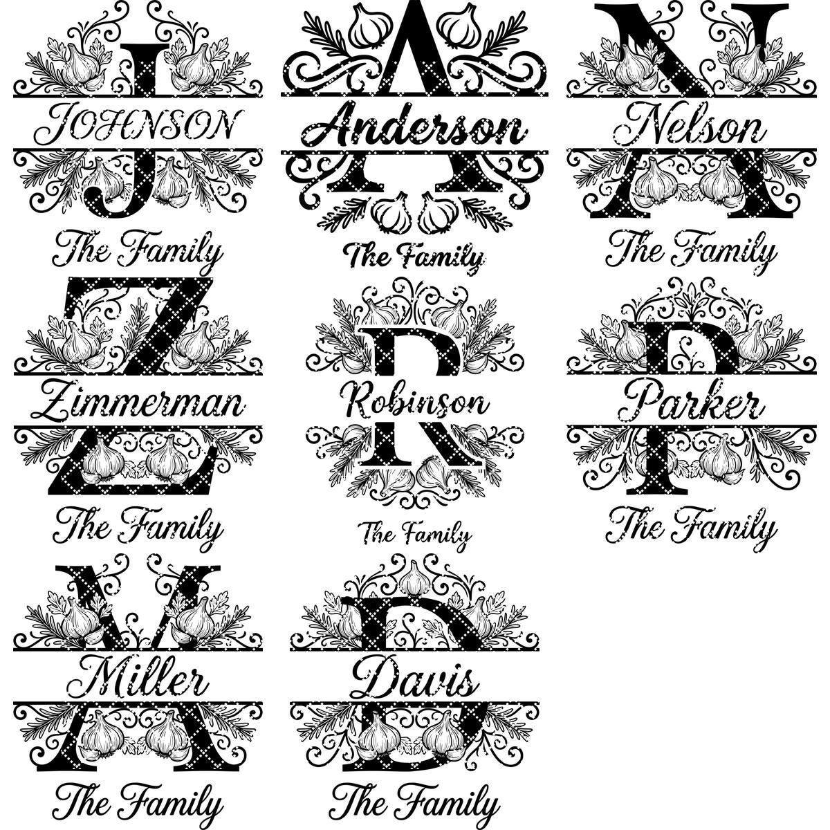 Rustic Monogram Laser Engraving Designs, Custom Family Name Serving Board File