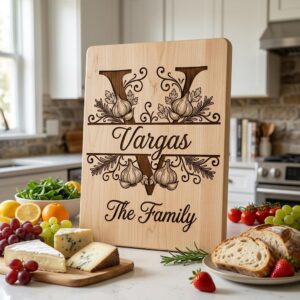 Rustic Monogram Laser Engraving Designs, Custom Family Name Serving Board File