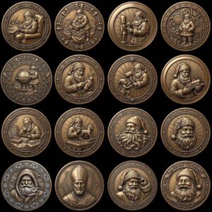 Santa Claus Christmas Laser Relief, Coin Engraving, Depth Map Design Bundle