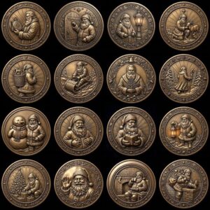 Santa Claus Christmas Laser Relief, Coin Engraving, Depth Map Design Bundle