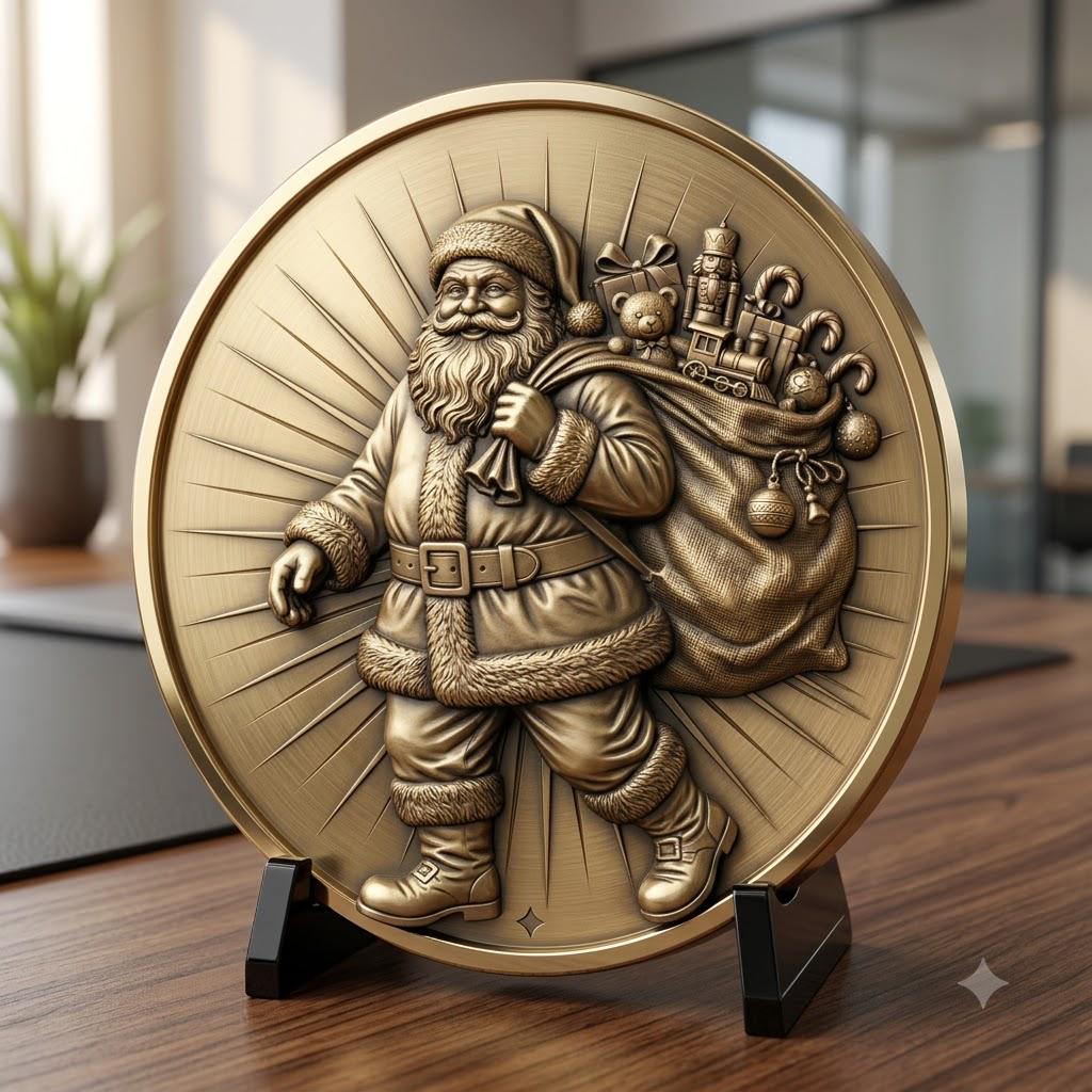 Santa Claus Christmas Laser Relief, Coin Engraving, Depth Map Design Bundle