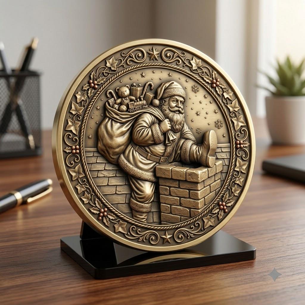 Santa Claus Christmas Laser Relief, Coin Engraving, Depth Map Design Bundle