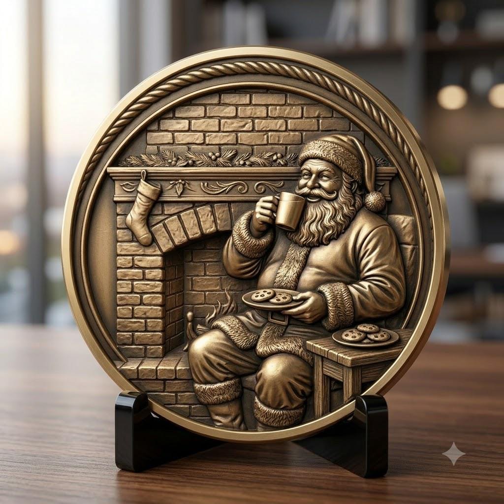 Santa Claus Christmas Laser Relief, Coin Engraving, Depth Map Design Bundle