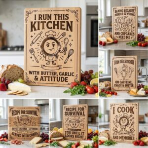 Sassy Farmhouse Kitchen Quotes, Rustic Engraving for Charcuterie Boards