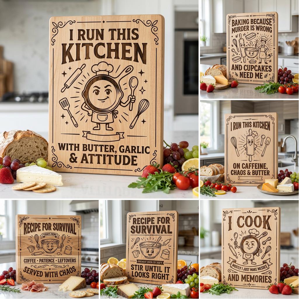 Sassy Farmhouse Kitchen Quotes, Rustic Engraving for Charcuterie Boards