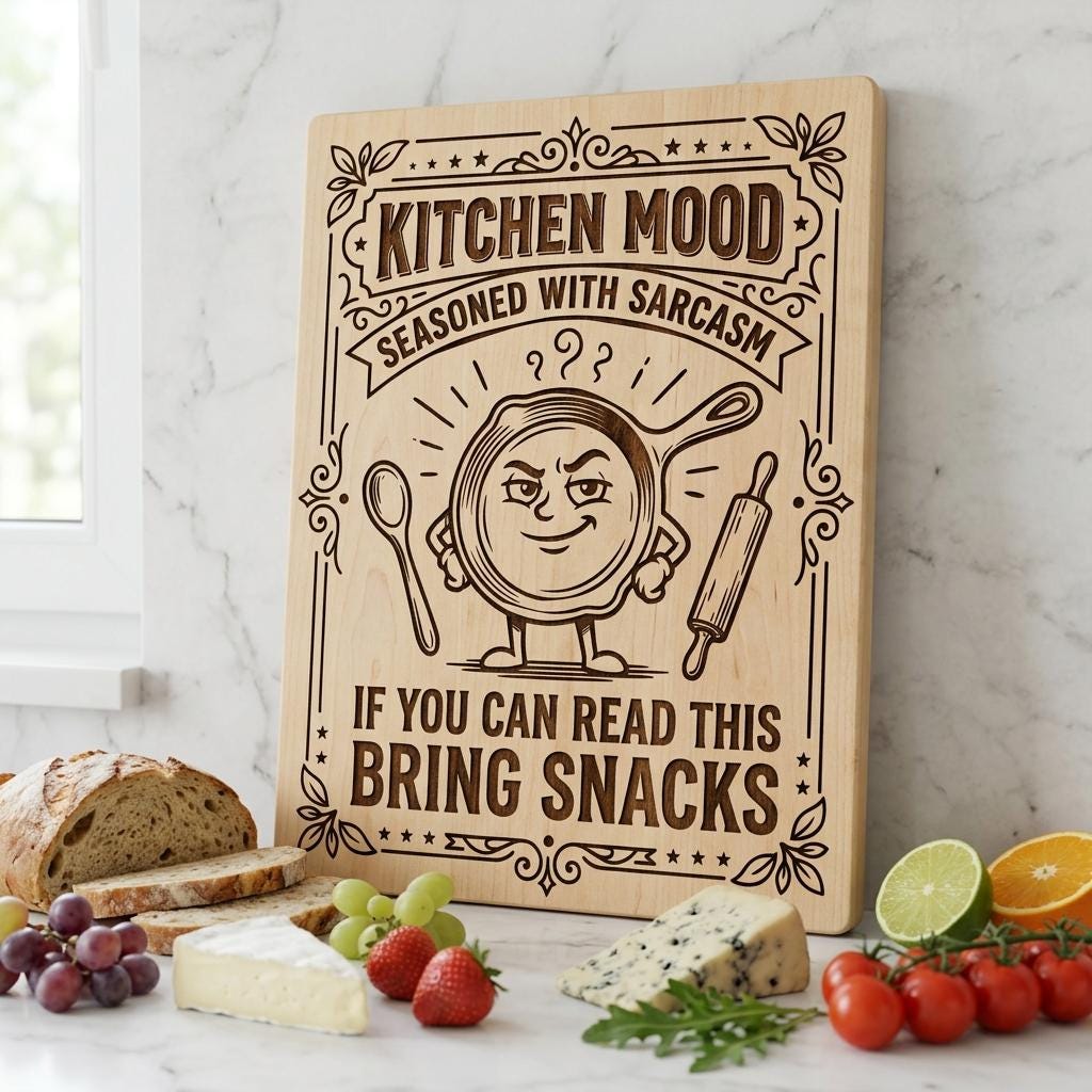 Sassy Farmhouse Kitchen Quotes, Rustic Engraving for Charcuterie Boards
