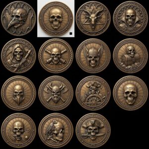 Skull, Norse Laser Engraving Depth Map, Pirate Biker Coin Relief Design