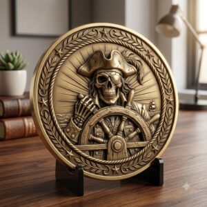 Skull, Norse Laser Engraving Depth Map, Pirate Biker Coin Relief Design