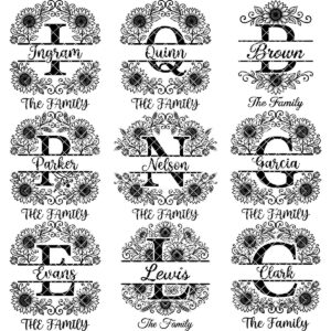Sunflower Monogram Alphabet, Farmhouse Surname Board for Laser Engraving