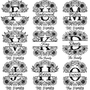 Sunflower Monogram Alphabet, Farmhouse Surname Board for Laser Engraving