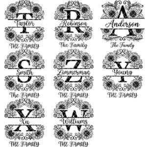 Sunflower Monogram Alphabet, Farmhouse Surname Board for Laser Engraving