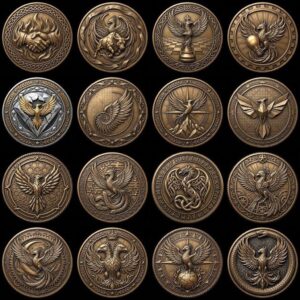 Tactical Phoenix Challenge Coin Depth Map, Laser Engraving Relief Graphic